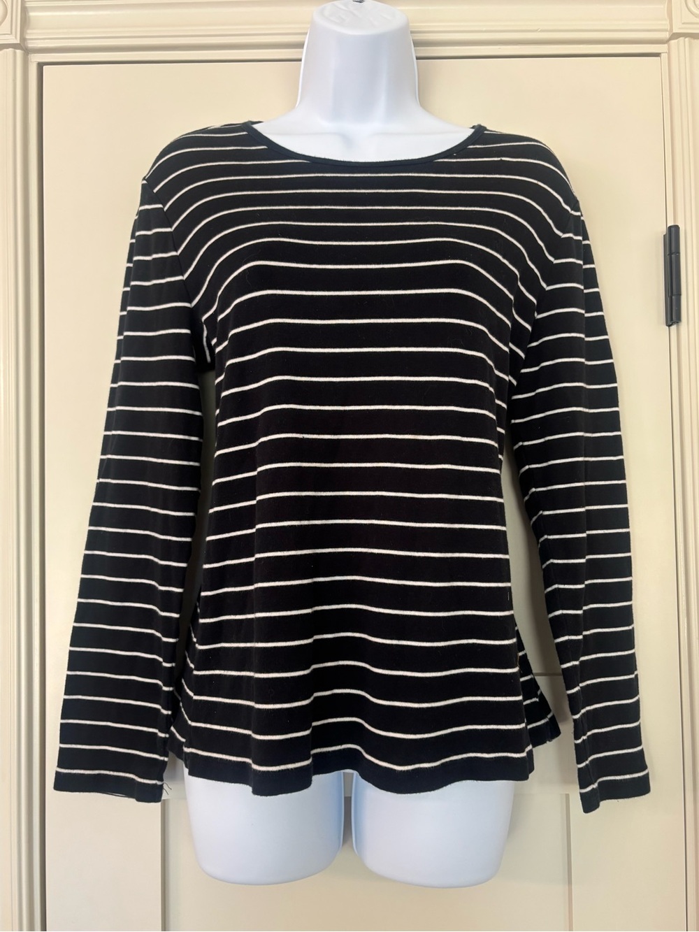 Lauren Ralph Lauren Classic Striped Long Sleeve Top Black White Fall Capsule XL